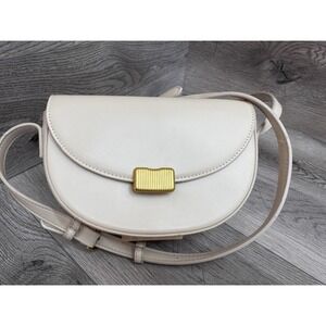 Miztique Half Moon Crossbody Shoulder Bag Purse Creme 8.5x5.5